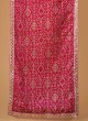 Rani Velvet Dupatta With Thread Embroidered